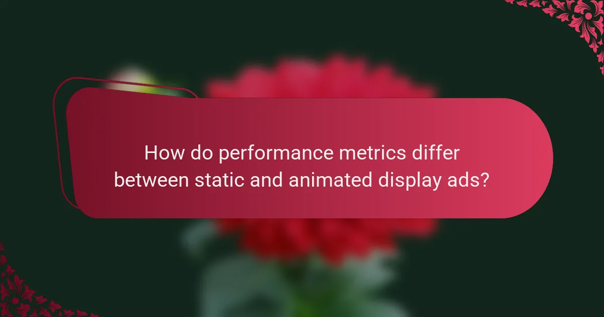 How do performance metrics differ between static and animated display ads?