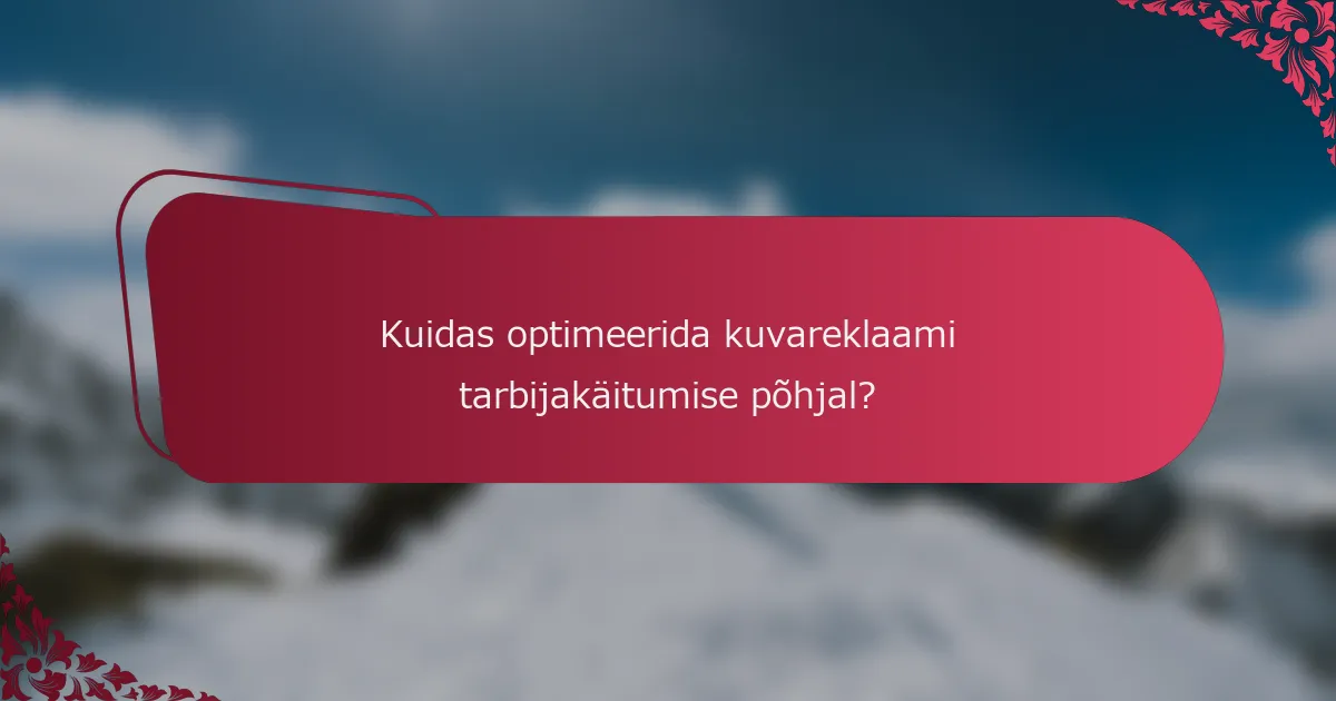 Kuidas optimeerida kuvareklaami tarbijakäitumise põhjal?