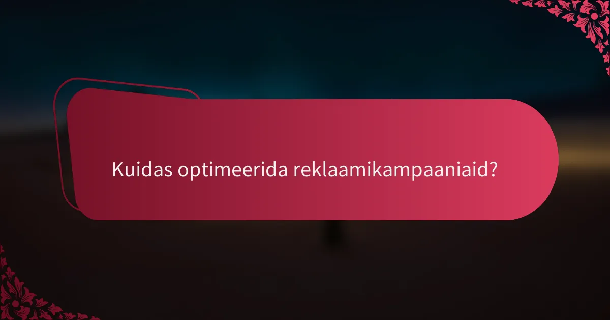 Kuidas optimeerida reklaamikampaaniaid?