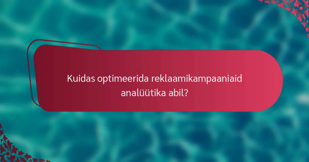 Kuidas optimeerida reklaamikampaaniaid analüütika abil?