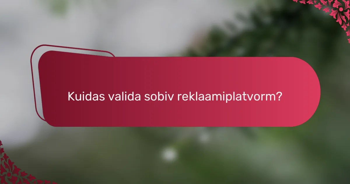 Kuidas valida sobiv reklaamiplatvorm?