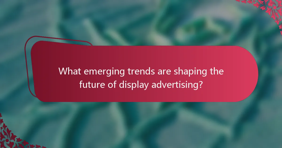 What emerging trends are shaping the future of display advertising?